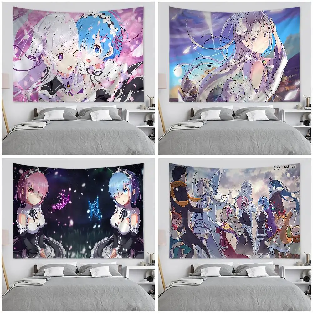 Re Zero anime Anime Tapestry Hanging Tarot Hippie Wall Rugs Dorm Home Decor