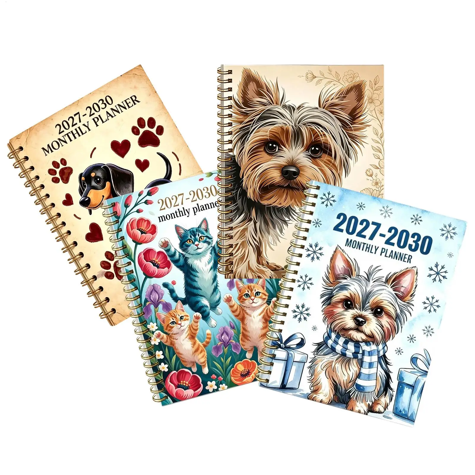 2027-2030 Monthly Calendar Planner Funny Dog Theme 48-Month Monthly Weekly Notebook Animal Yearly Planner With Note Taking