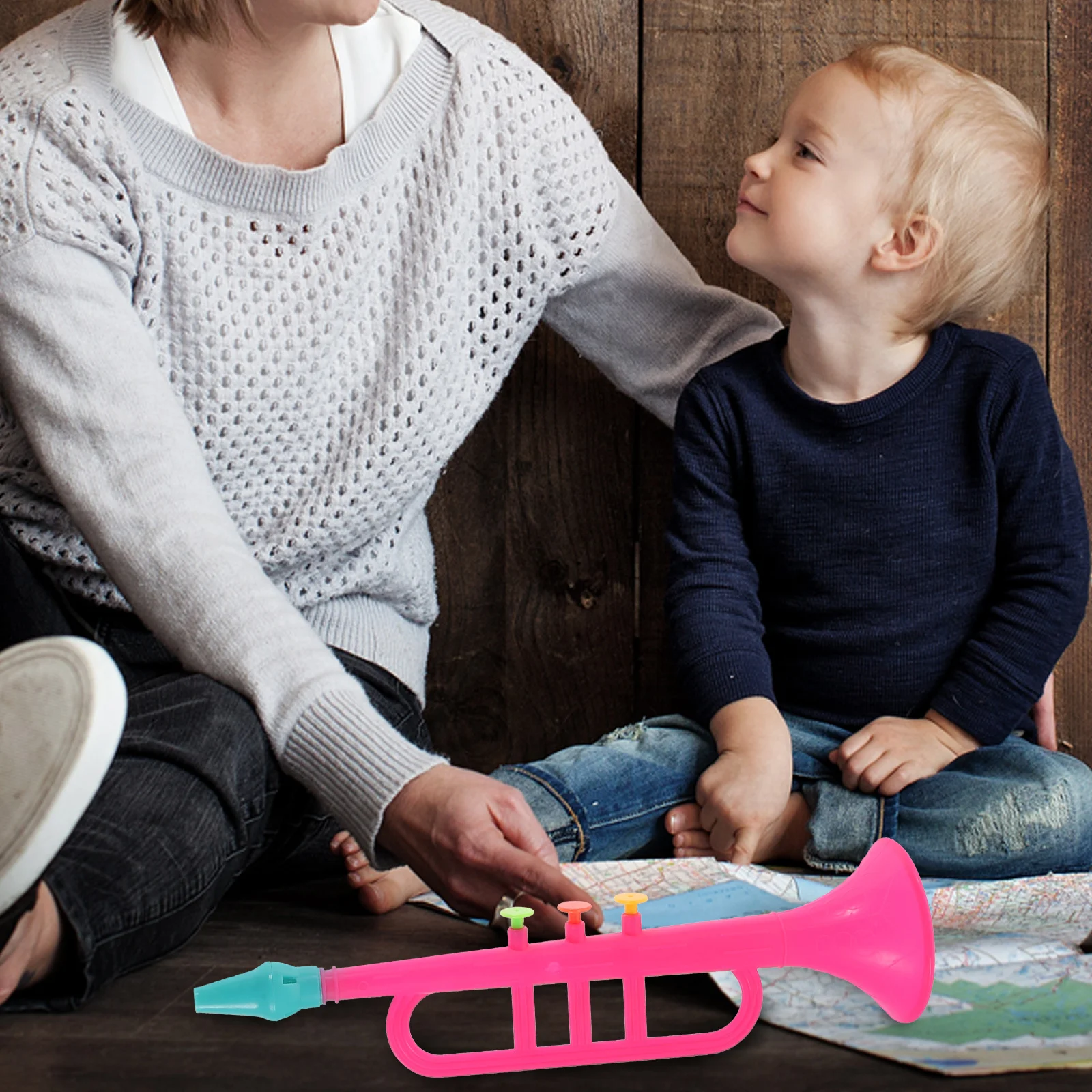 

4Pcs Simulation Trumpets Plastic Mini Portable Colorful Musical Instruments Party Noise Makers Funny Stage Props