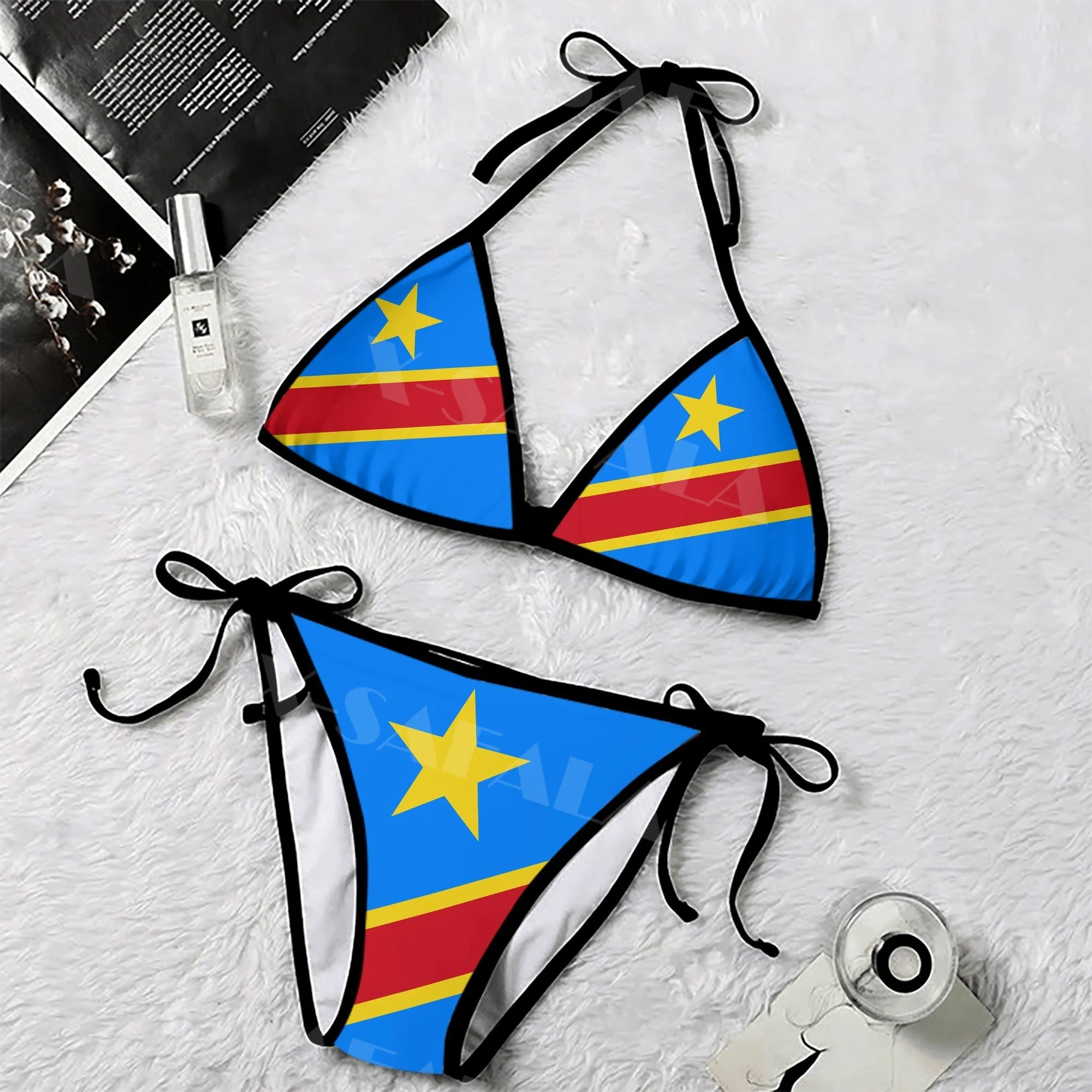 

Democratic Republic of the Congo Coat Of Arms Flag 3D Print Women Micro Bikini Set Summer Beachwear Sexy Beach Bathing Suits