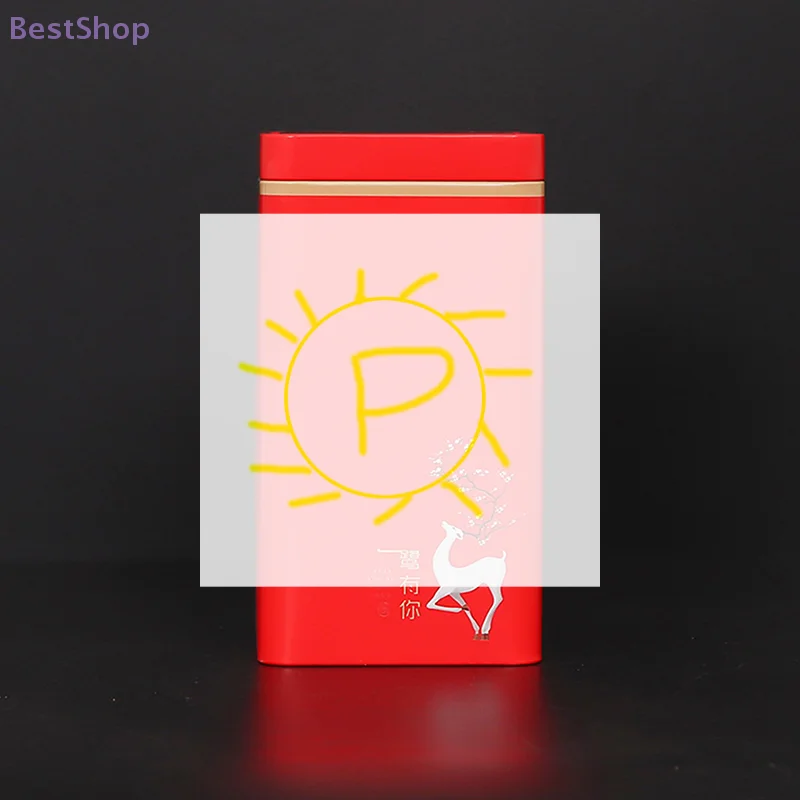 ♥Chinese Style Red Tea Tin Canister with Deer & Plum Pattern - Airtight Storage Container for Tea/Coffee/Spices