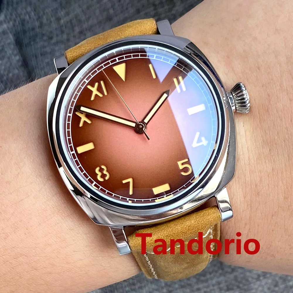 42mm California Kaffee/Schwarz Zifferblatt Sapphire Glas 20ATM Taucher Poliert NH35A PT5000 Automatische Männer Uhr Lederband Licht