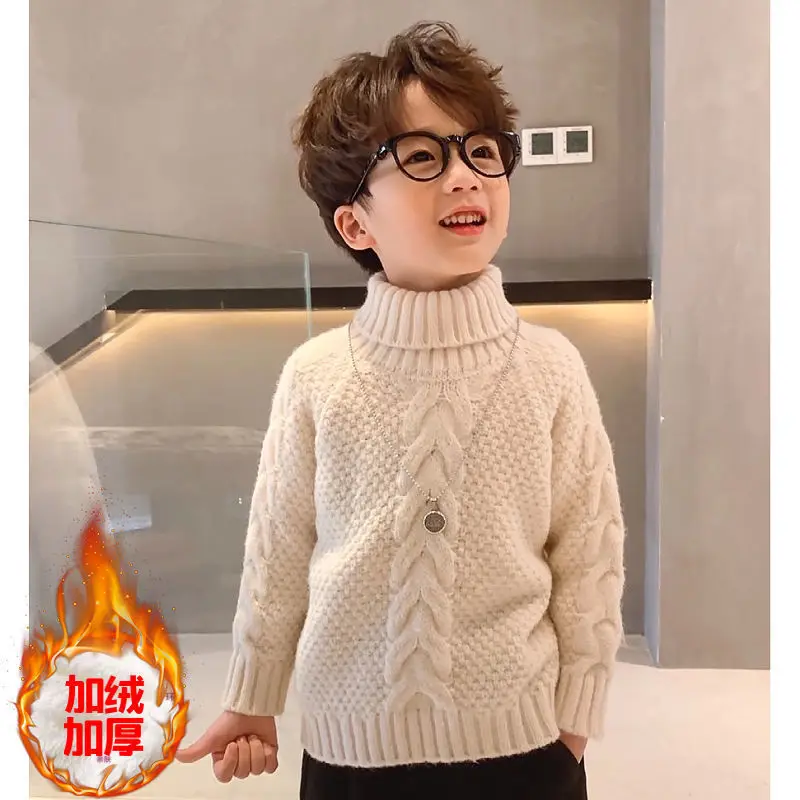 

Boys Sweater Cotton Outwear Tops 2022 Newest Warm Thicken Velvet Winter Plus Size Knitting Children's Clothing