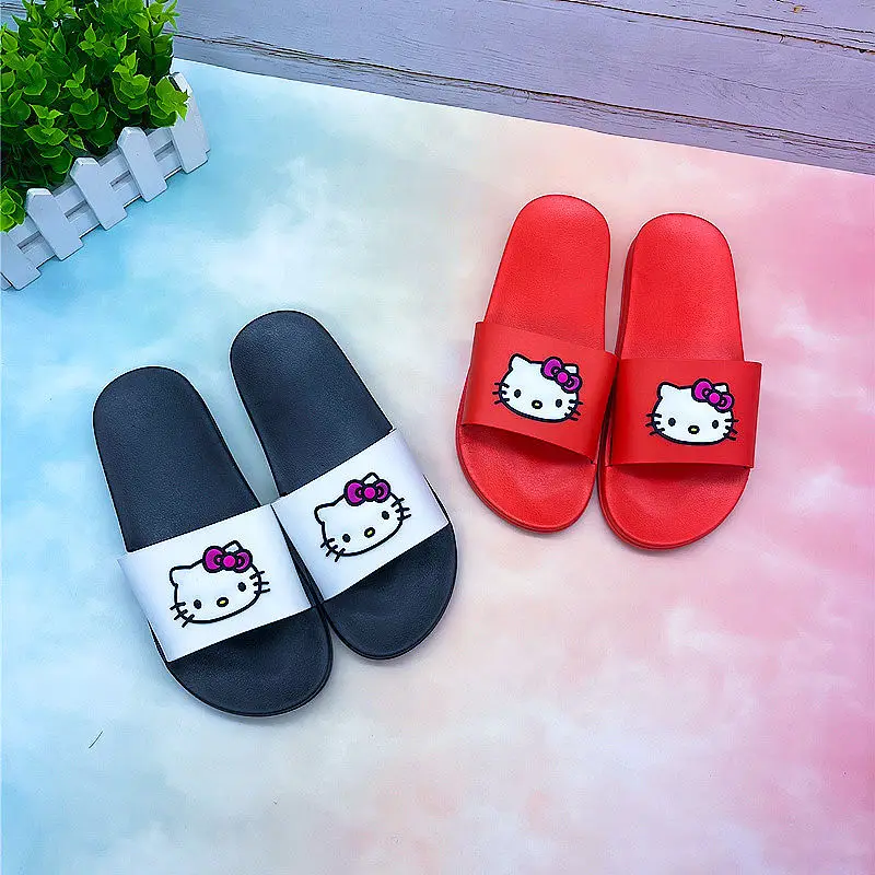 Kawaii Sanrio Anime Slippers Cute Hello Kitty Cartoon Indoor Bathing Anti Slip Traveling Outside Lightweight Sandal Gifts Girls