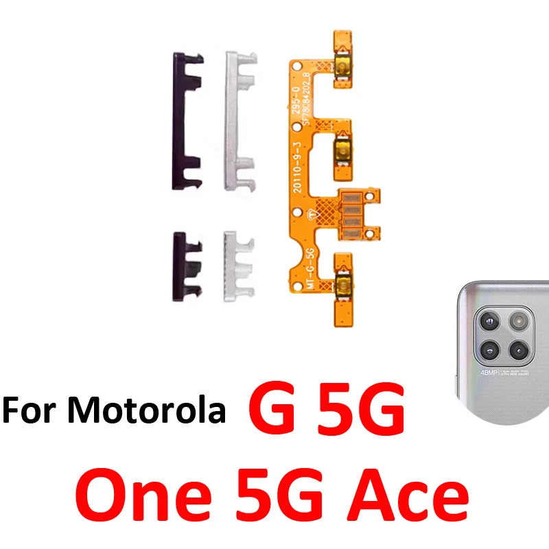 Phone Power Volume Button For Motorola Moto G 5G XT2113 On Off Up Down External Key Internal Flex Cable Parts For One 5G Ace
