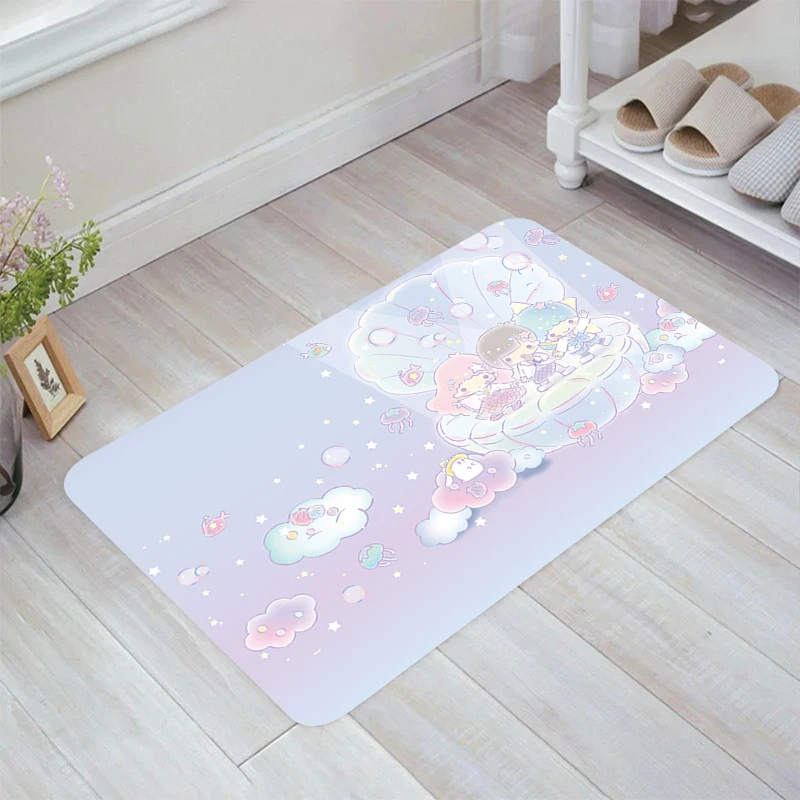 Cute L-Littles Cartoon Twin Star Floor Mat Carpet Entrance of House Carpets Room Rugs Kitchen Rug Balcony Home Foot Doormat Door