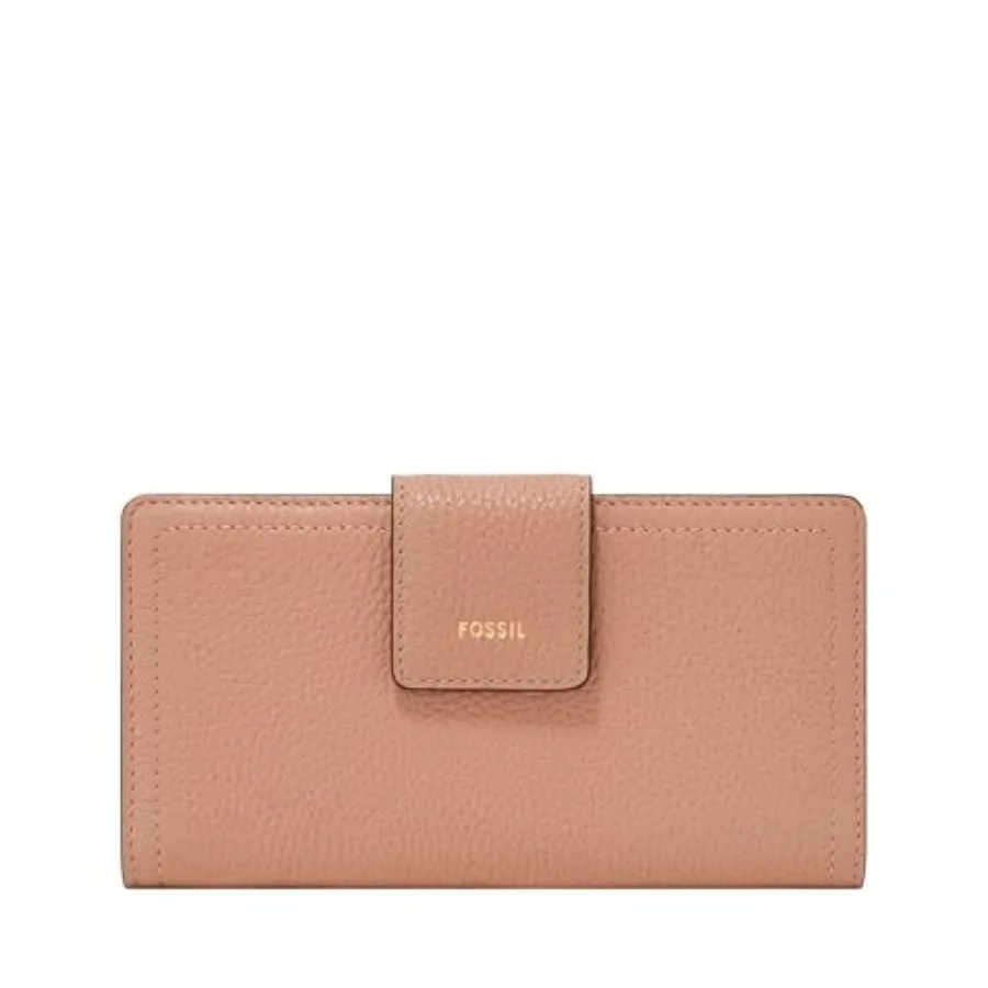 

Women's Logan Leather Wallet RFID Blocking Tab Clutch for daily use, genuine leather, black, slim design with secure card prote