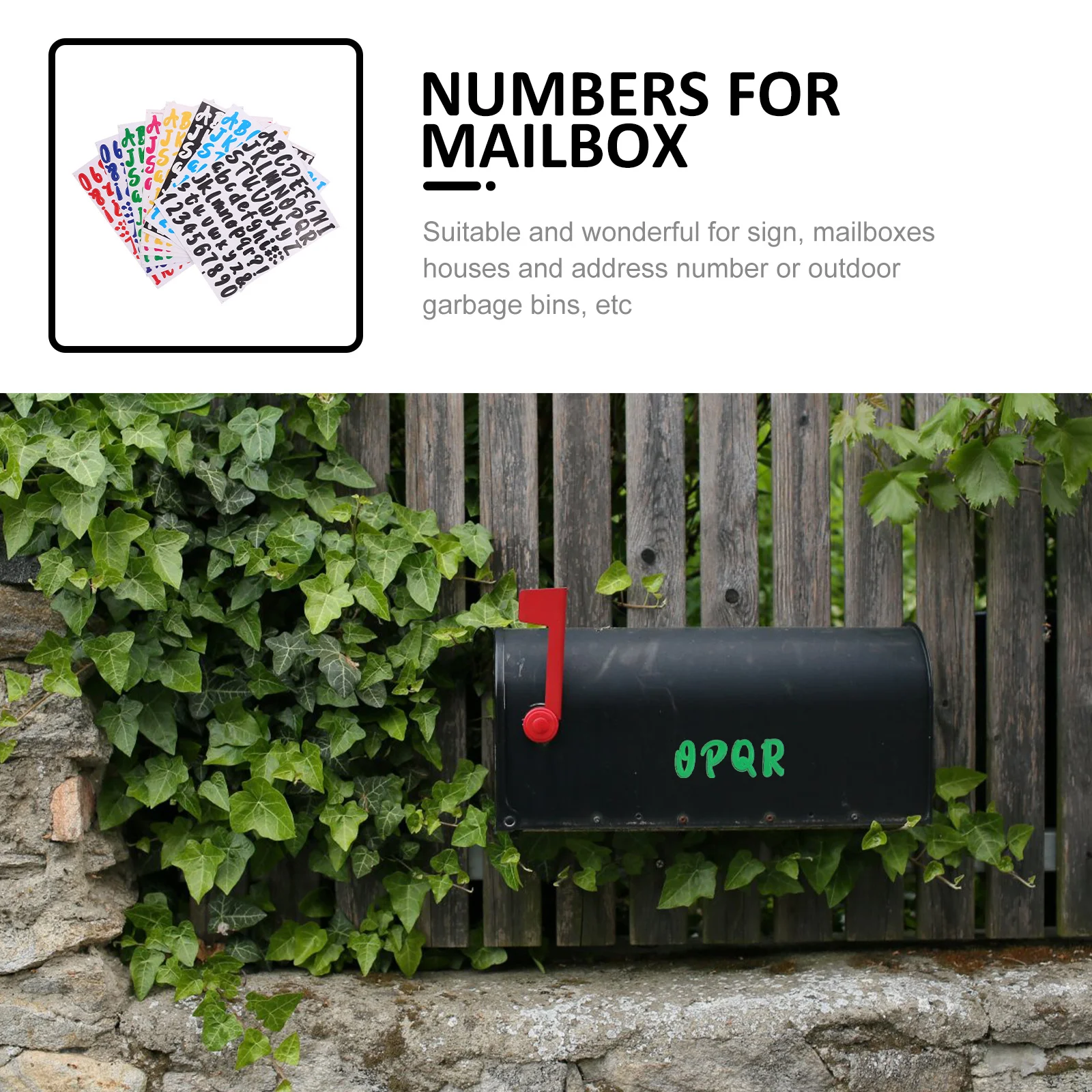 

8 Sheets Reflective Colored PVC Letter Stickers Self Adhesive Mailbox Decals Waterproof Outdoor Letters for Mailbox Door
