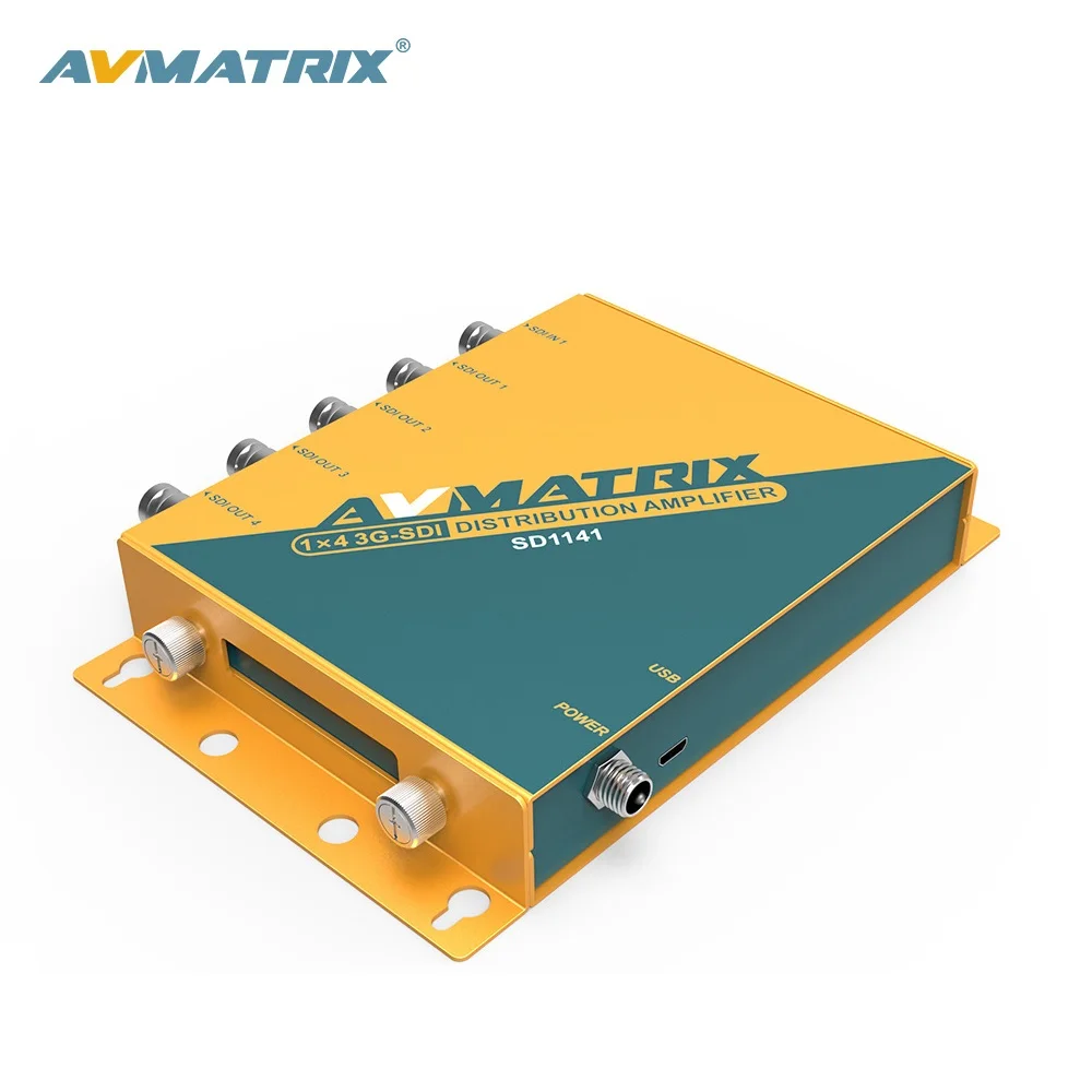 AVMATRIX 1in 4 Out 3G-SDI Reclocking Distribution Amplifier Splitter DVB-ASI Support 1080p60Hz SMPTE Compliance Auto Switching