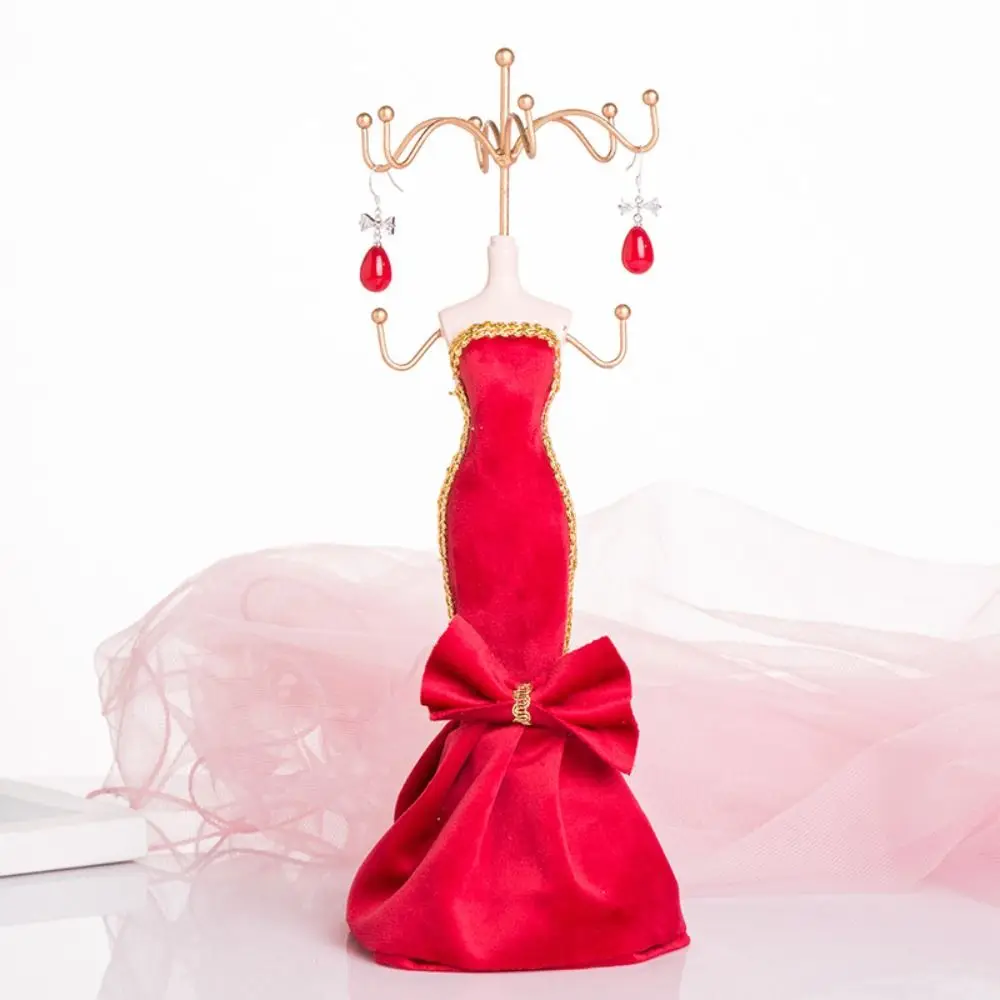 Organizer Rack Necklace Mannequin Display Stand Ring Luxury Evening Gown Jewelry Display Rack Rose Ribbon