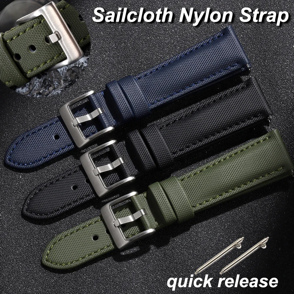 20mm 22mm Sailcloth Nylon Straps for Omega for Blancpain for Seiko Divers Watch Band Men Women Waterproof Quick Release Bracelet