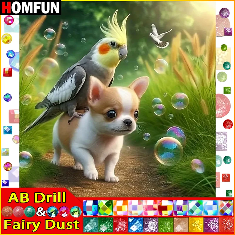 HOMFUN Fairy Dust AB Full Diamond Embroidery Diy 5D Diamond Painting Cross Stitch 