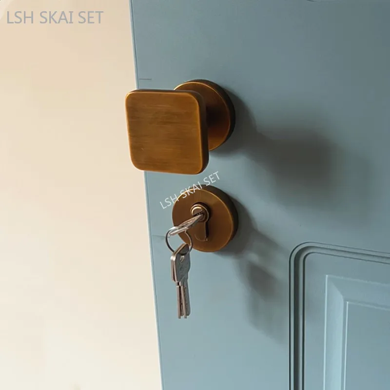 

1 комплект, антикварные дверные замки из цинкового сплава, двухсторонняя ручка, предохранительный замок, бесшумный противоугонный дверной замок для спальни, мебельная дверная фурнитура