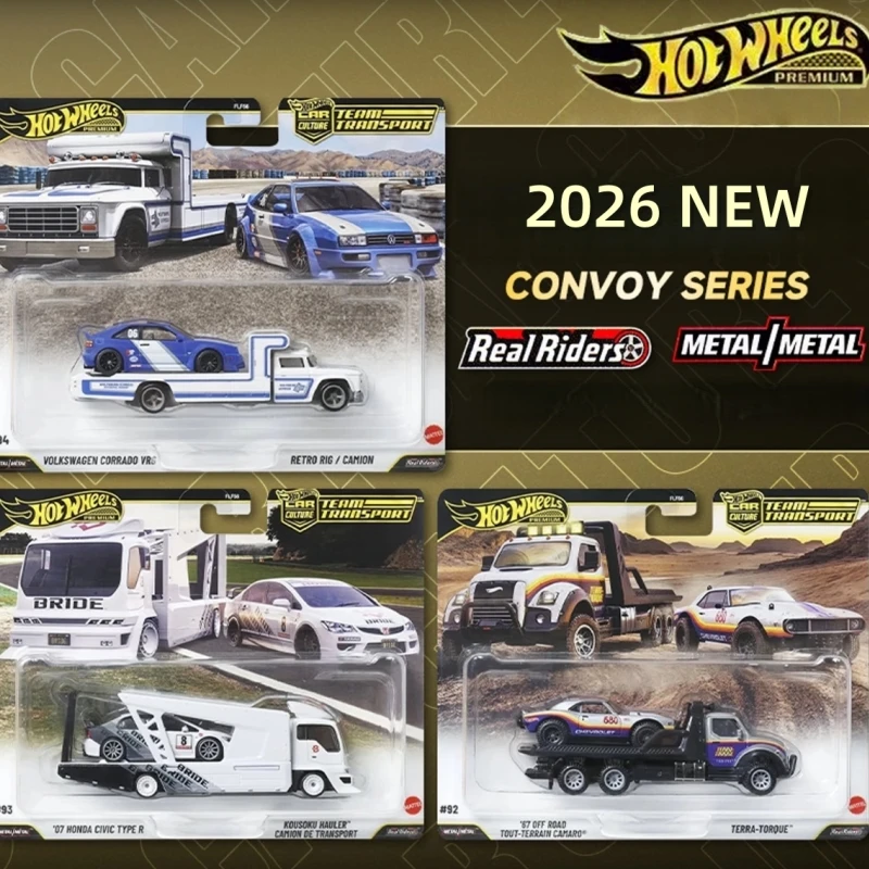 

2026 Hot Wheels Premiums Car Cultures FLF56 Honda Civic Volkswangen Corrado Camaro Team Transport Die-Cast Car Model Collection