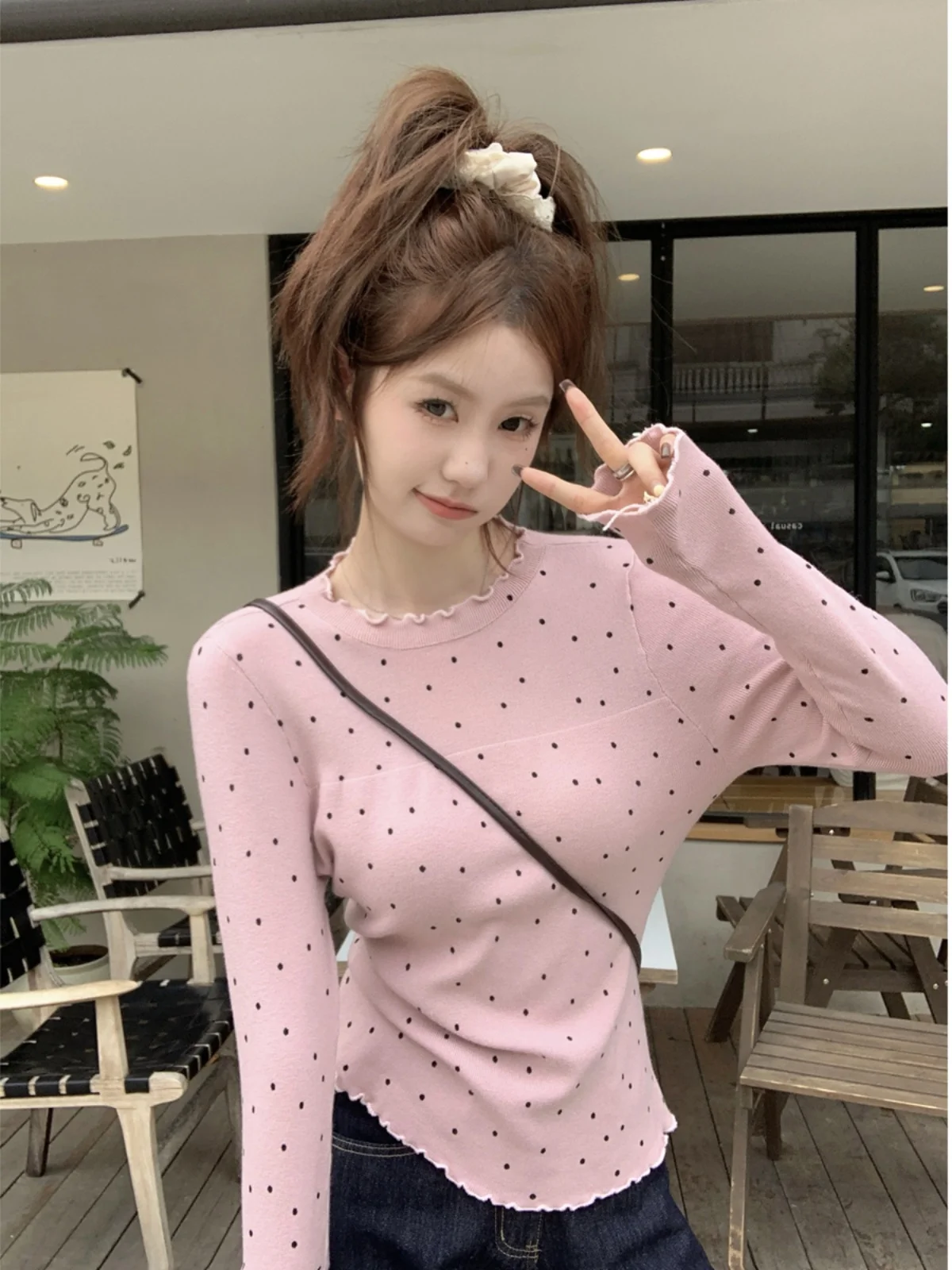 

Свитера Джемперы Пуловеры Женские с круглым вырезом Интизия Вязание с бантом Детали Клубная вечеринка Гала-собака Женская мода Передний спорт