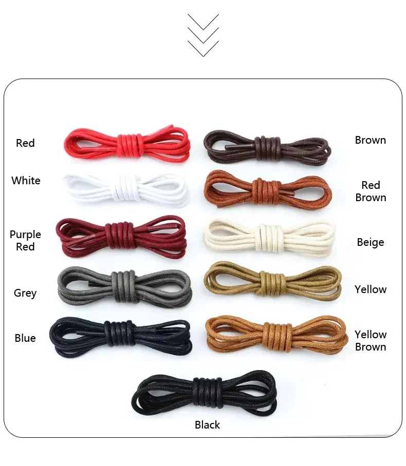 1Pair Adjustable Waxed round Leather Shoelaces Casual Cord Rope for Boots And Sports Shoes - Multiple Length Options 60/90/120/1