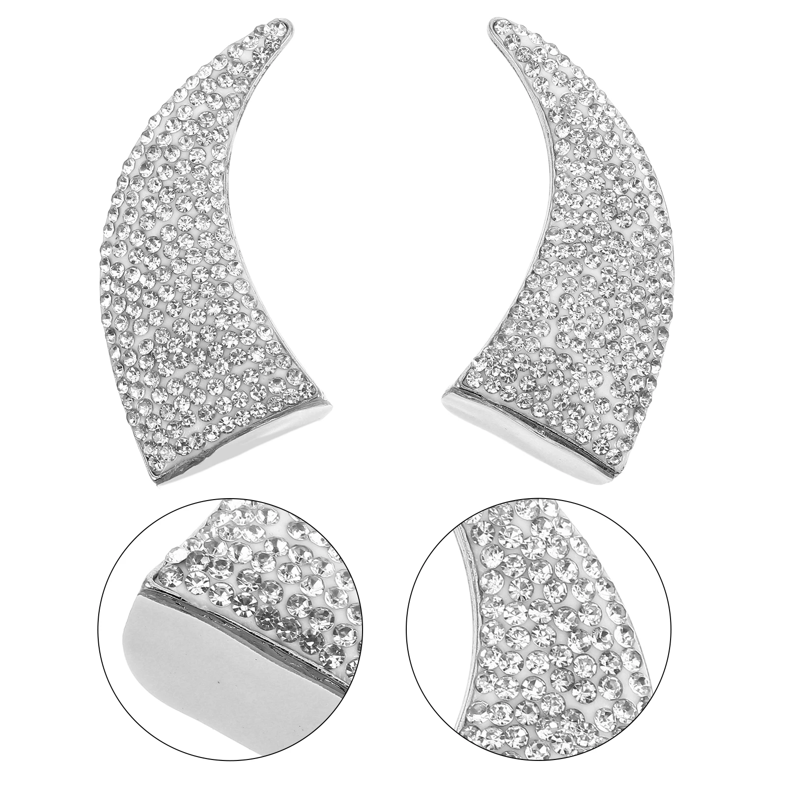 

Stylish Car Steering Wheel Rhinestone Sticker Dashboard Bling Decal 1 Pair Durable Shiny Longlasting Interior Accessories For