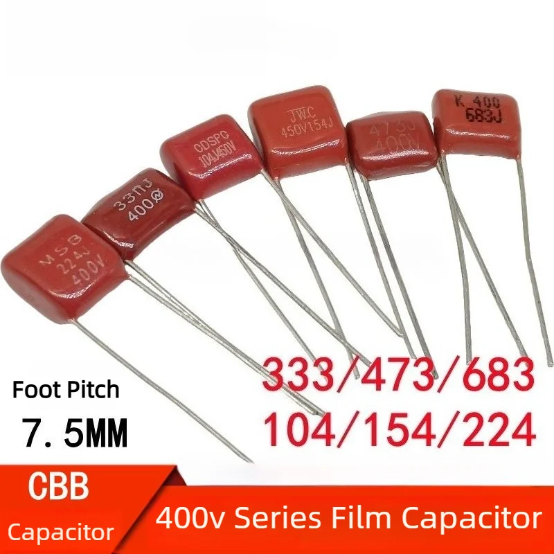 150pcs CBB CL21 Film Capacitor Kit 400V 333/473/683/104/154/224JK 7.5mm Pitch Assortment