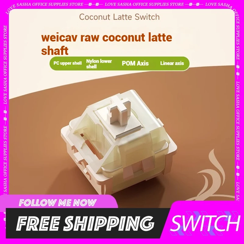 Coconut Latte Axis Linear Five Pin For Mechanical Keyboard Lucky65 V2 Customized Switch Instock 68/100pcs Switch Accessory