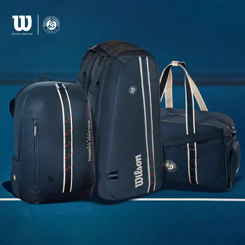 2025 Wilson Bolsa de tênis francesa aberta co-branded multifuncional mochila de tênis profissional de grande capacidade máx. para 2 raquetes
