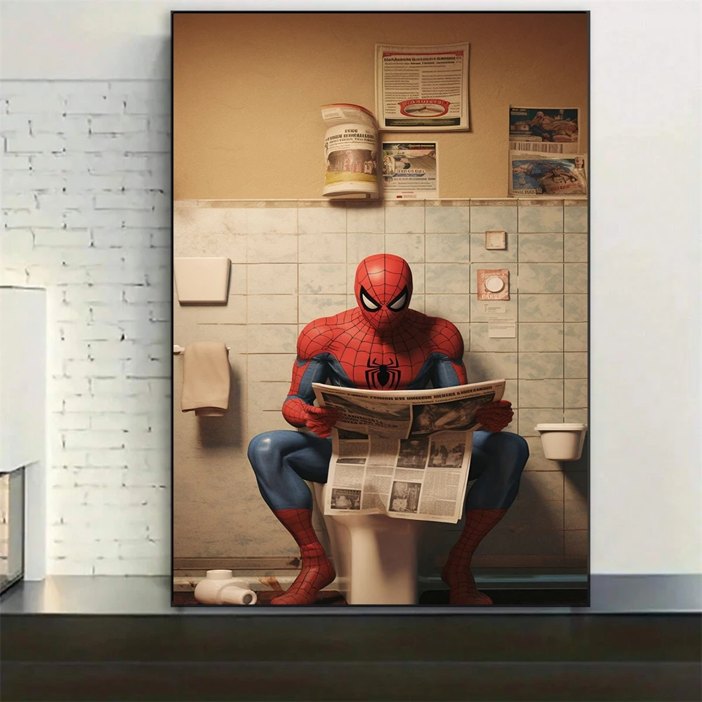 هالك خارقة على المرحاض المشارك الرجل العنكبوت ديزني خارقة يطبع مرحاض ديدبول قماش اللوحة ديكور المرحاض المنزلي