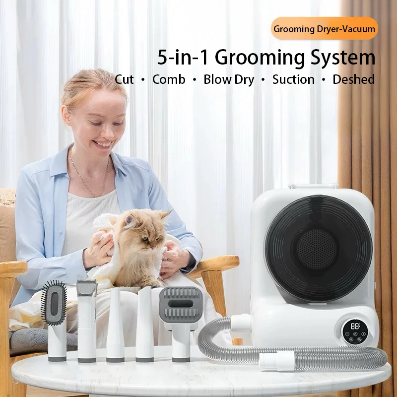 Multifunctional Pet Grooming Dryer High Power Dog Hair Blower with Trimmer All-in-One Pet Grooming Machine Wholesale