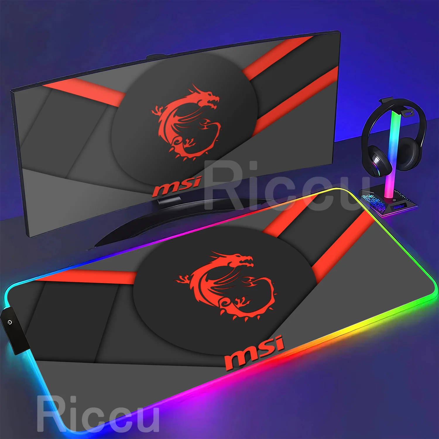 RGB Large Mouse Pad MSI Gaming Speed Mousepad Colorful LED Luminous XXL Gamer Computer Backlight Keyboard Accessories Table Mats