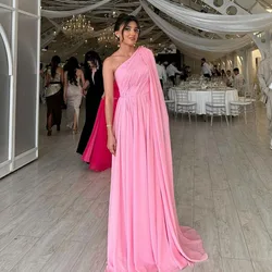 Msikoods Pink Party Dresses For Special Occasions Wedding Banquet Women Guest Dress One Shoulder Customized Formal Gown