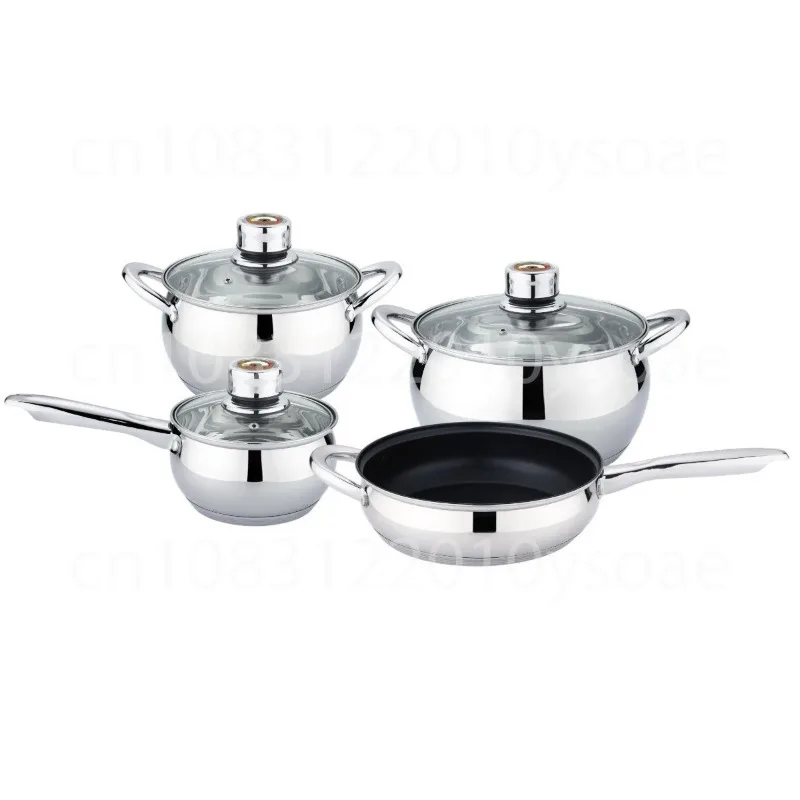 

High-grade temperature display pot set, thickened food grade 201 stainless steel pot, soup pot, flat bottom frying pan
