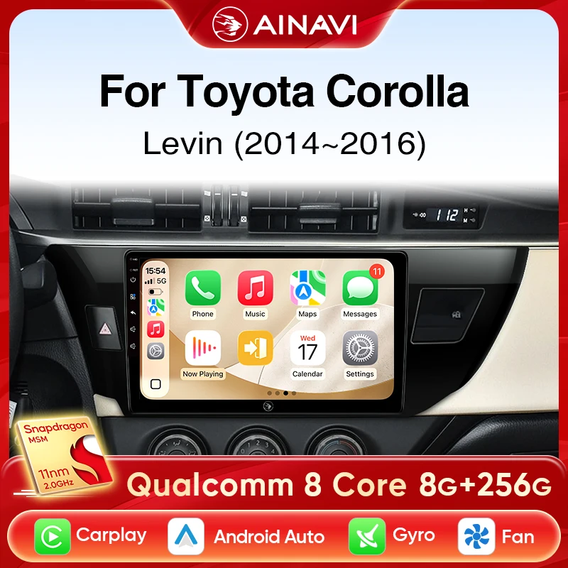 

Автомобильное радио Ainavi для Toyota Corolla 2013 2014 2015 2016 E160 E170 Беспроводной Carplay Android Auto Qualcomm Автомобильный мультимедийный плеер