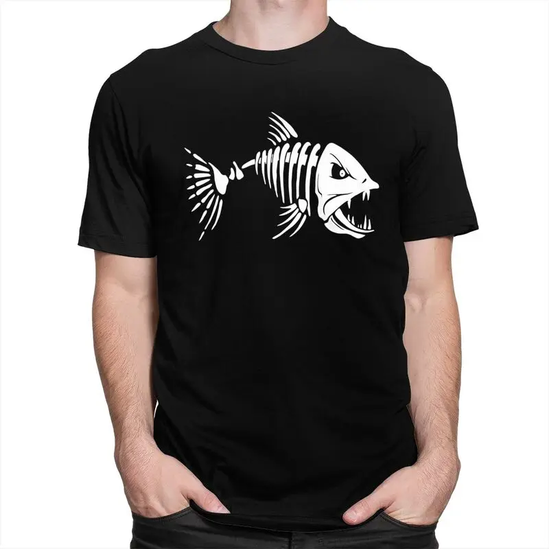Custom Fish Bone Fishing Skeleton T Shirt for Men Tshirt Tees T-shirt Loose Fit