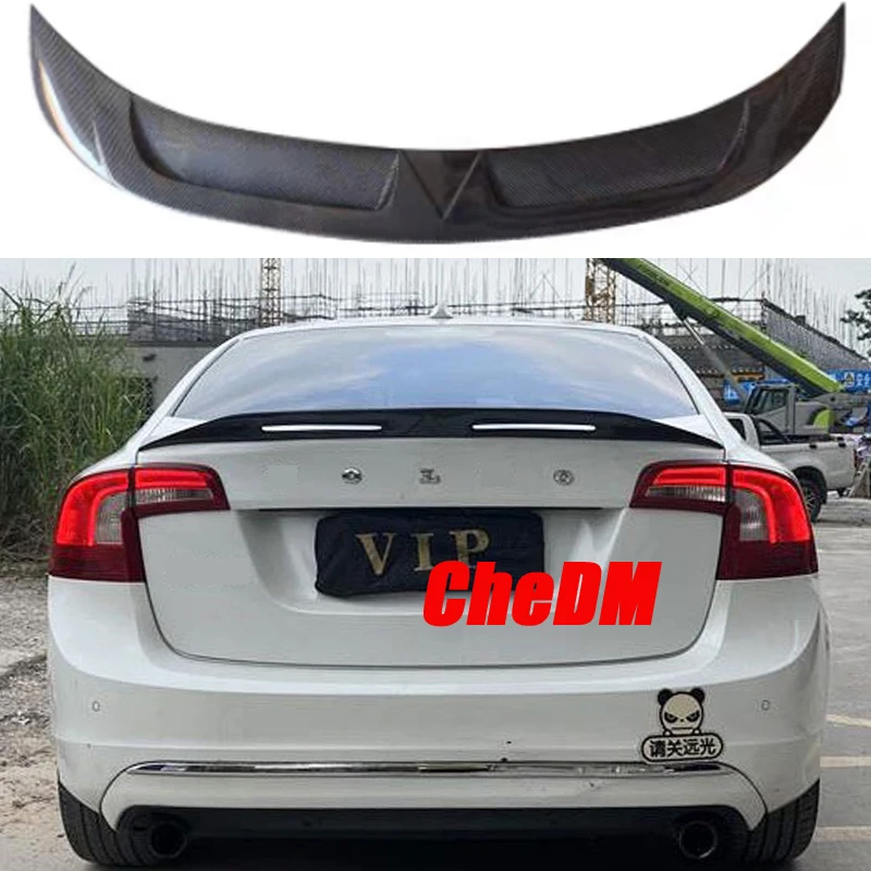 For 2011-2019 Volvo S60L Rear Spoiler 100% Real Carbon Fiber Highquality Rear Spoiler Trunk Lid Diffuser GT Hollow Out Style