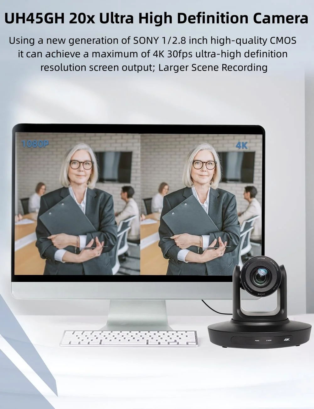 كاميرا تسجيل المشهد الأكبر عالية الوضوح 20 × 4 كيلو فائقة الصمت Ptz كاميرا ويب مرنة ذات دوران أفقي #3