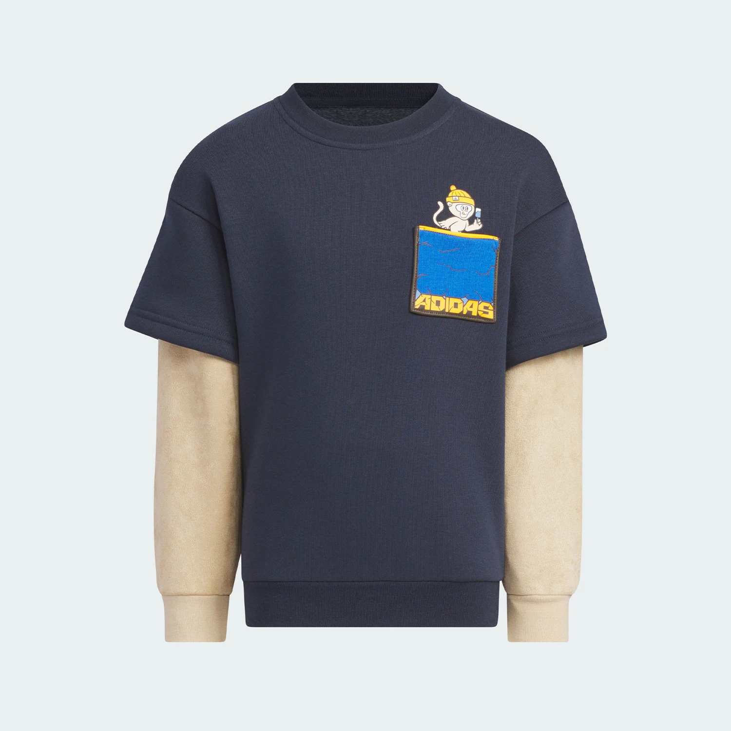 

Adidas Official Genuine LK KN CREW Kids Patchwork Casual Round Neck Sweatshirt JJ4956