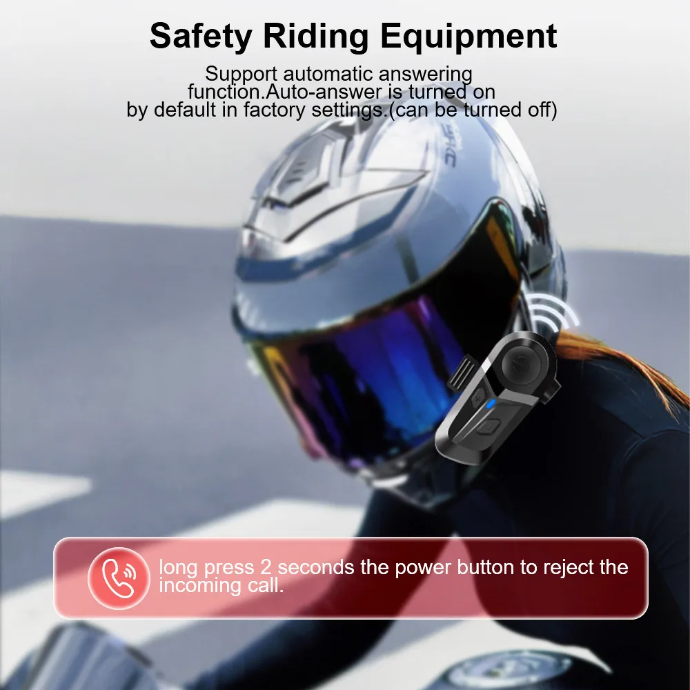 L1 سماعة بلوتوث 5.3 ميكروفون ناعم/صلب مقاوم للماء خوذة دراجة نارية سماعة دعم 2 هواتف اتصال لاسلكي