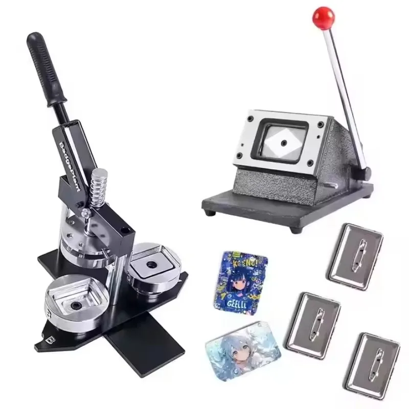

60*40mm Metal Button Maker MachineMagnet Making Machine High-Efficiency Pin Badge Press Machine With Pin Back Button Material
