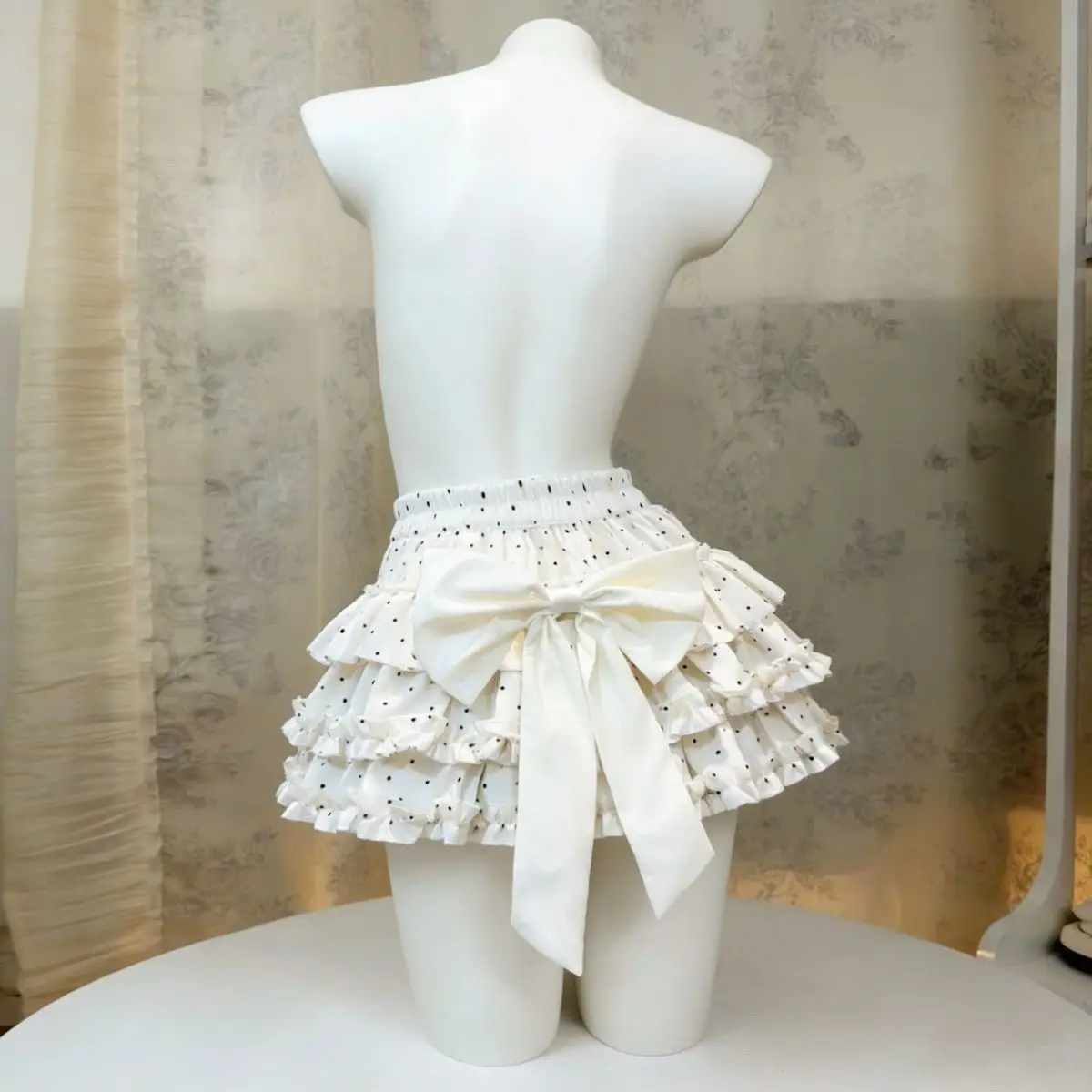 Bow Girl Sweet Pumpkin Tutu Skirt Summer High Waist Thin Polka Dot Cake Skirt