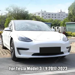 For Tesla Model 3 Y 2017-2023 Car Front Bumper Fog Lamp Eyebrow Cover Fog Light Blade Trim Spoiler Wind Knife Gloss Black Tuning