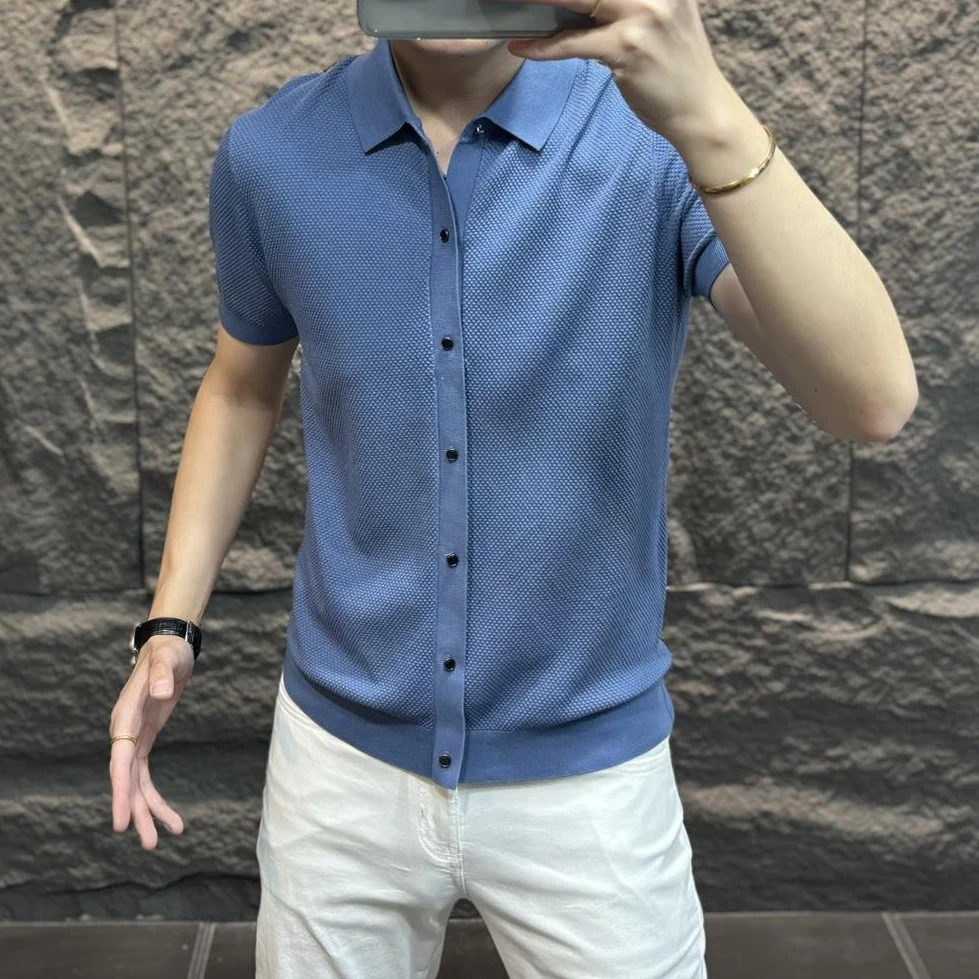 

Летняя мужская футболка из ледяного шелка с узором «Сосна», однотонная, легкая, трикотажная, базовая, модная, городская.