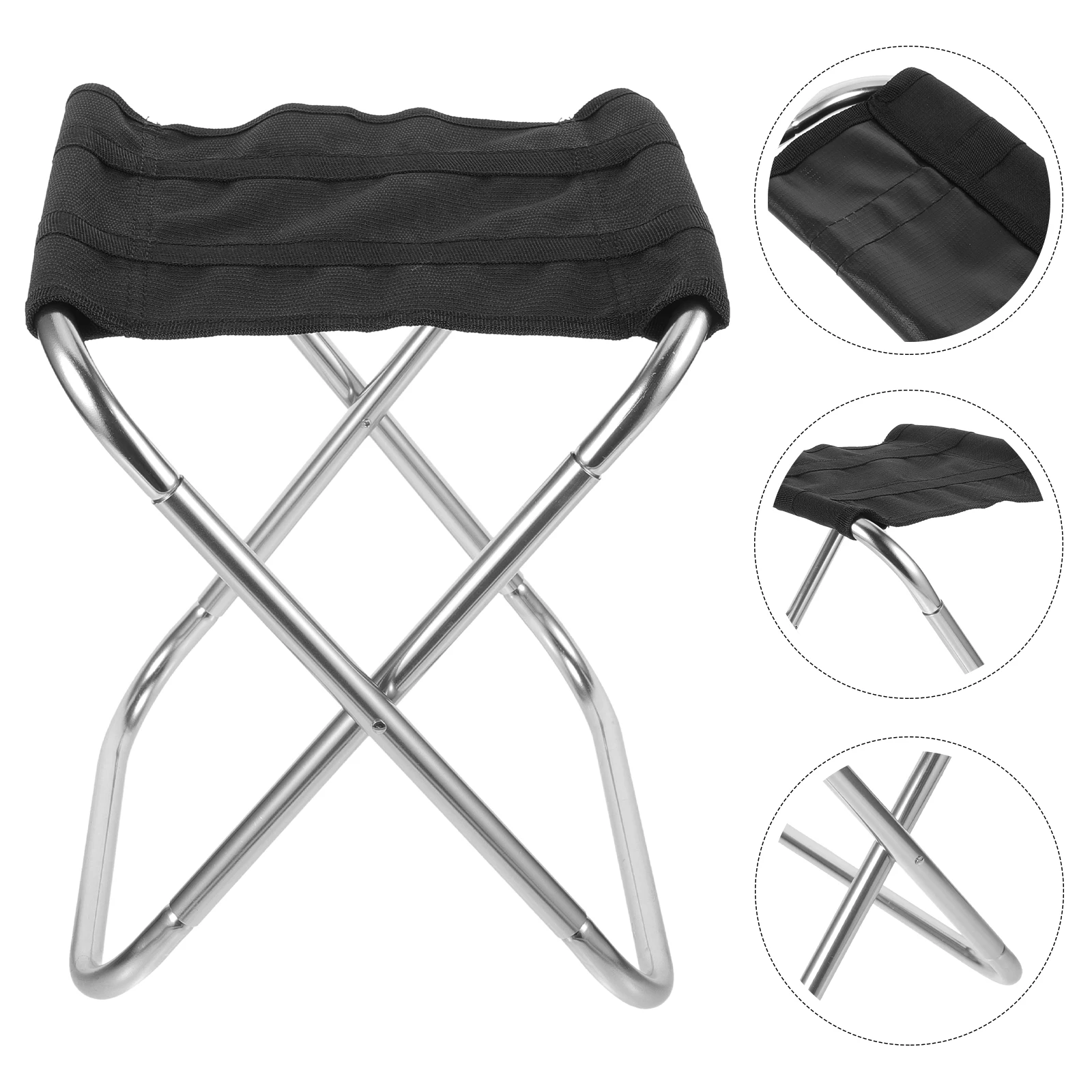 

Aluminum Alloy Folding Stool Lightweight Portable Outdoor Camping Chair Storage Bag Gray Pole Foldable Bench Travel Fishing
