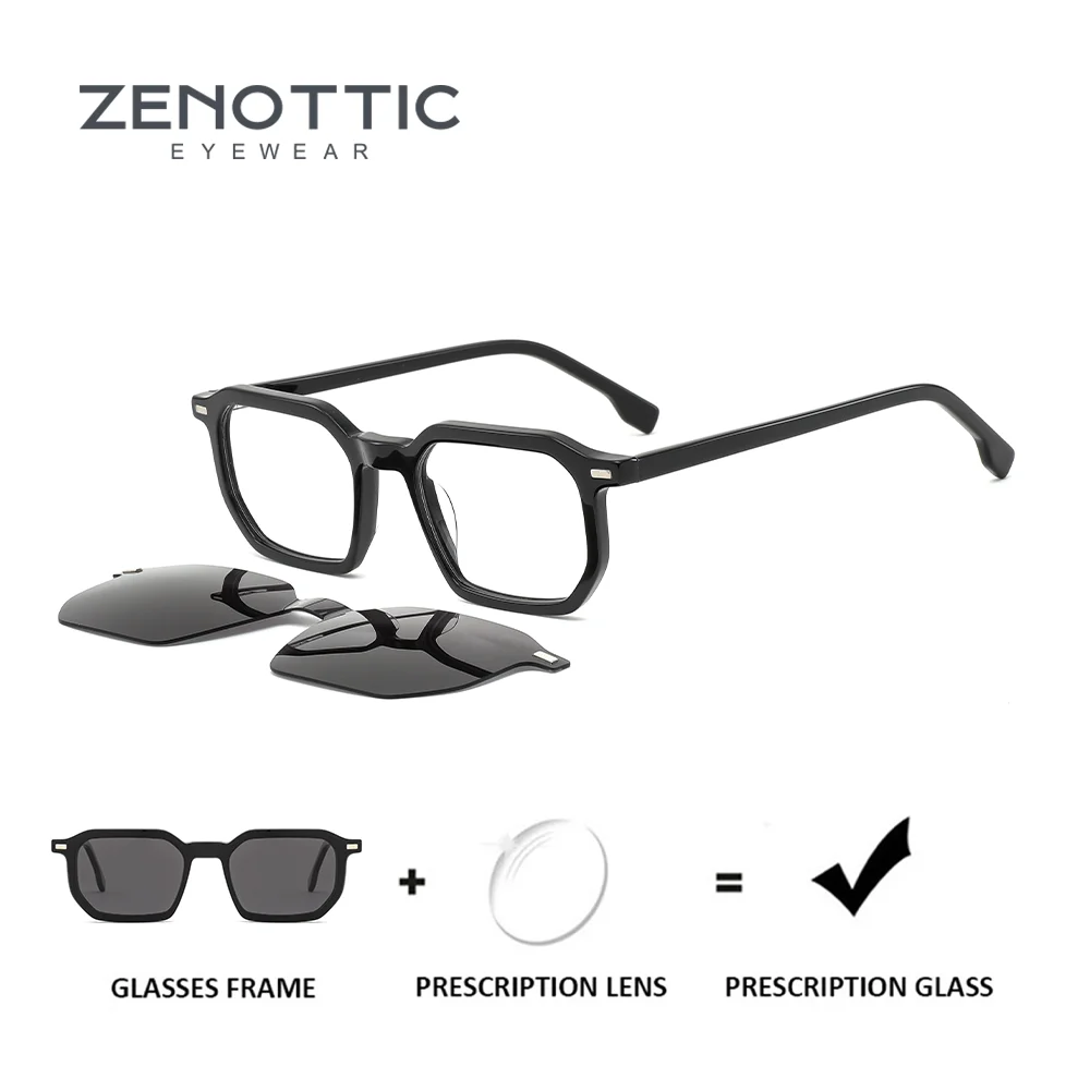 

ZENOTTIC многоугольные очки с магнитной клипсой по рецепту для женщин TR90 поляризационные солнцезащитные очки UV400 с защитой прогрессивные оптические солнцезащитные очки