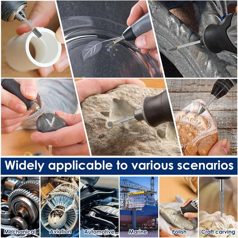 ABKY-10Pcs ยาวคาร์ไบด์ Burr ชุด 1/8 "Shank, การขัดถูสองด้านตัดแฟ้มโรตารี่ Rasp สิ่งที่แนบมาสําหรับไม้โลหะ