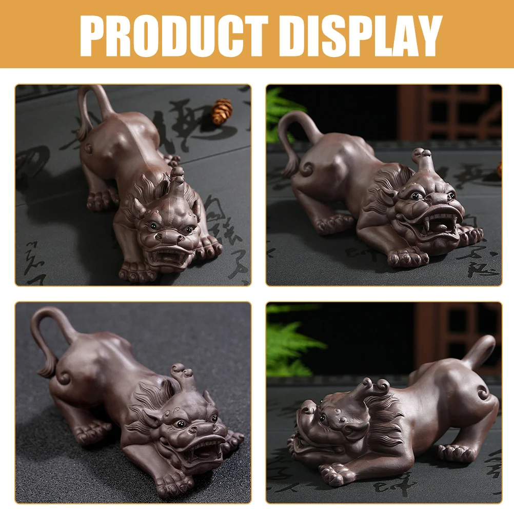 

Purple Sand Tea Pet Ornament Ancient Animal Tea Tray Decor Tabletop Decor Wealth Statue Small Ancient Animal Adornment