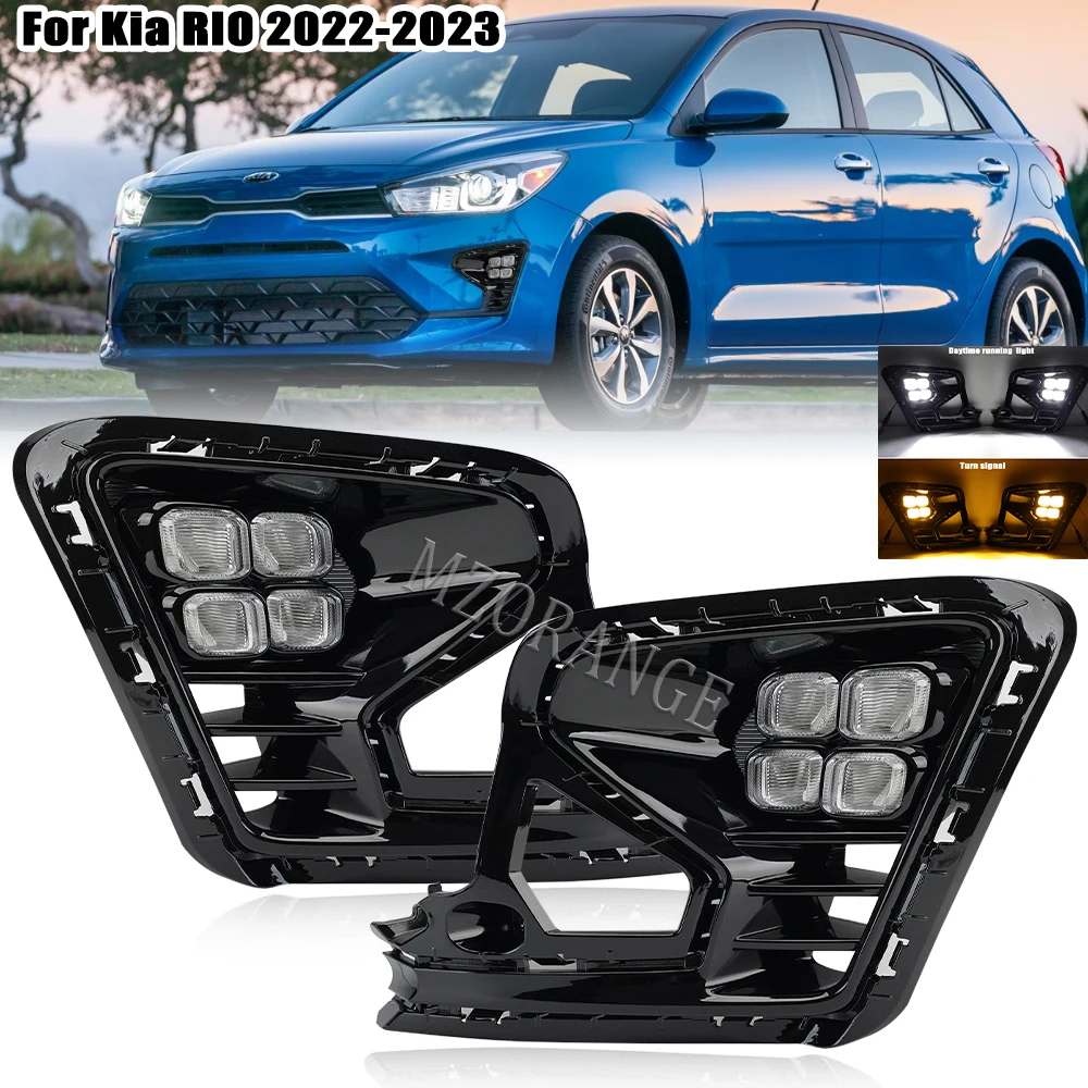 Fog Light Daytime Running Light for Kia RIO 2022-2023 Dual Color Front Bumper Warning Light Automotive Accessories