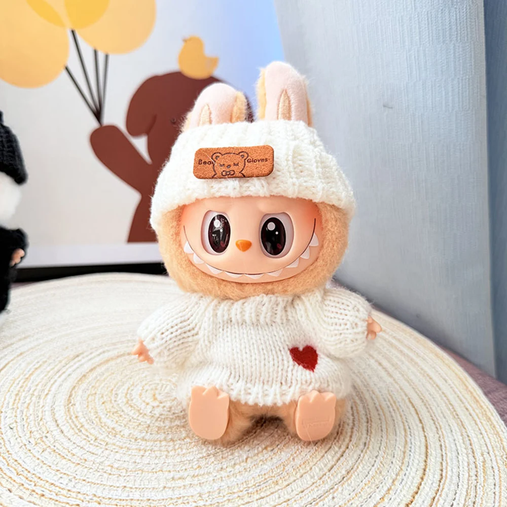 Labubu 17cm Doll Sweater Set Clothing Accessories Cartoon Sweater Hat Crossbody Bag Cute V1 V2 Wear