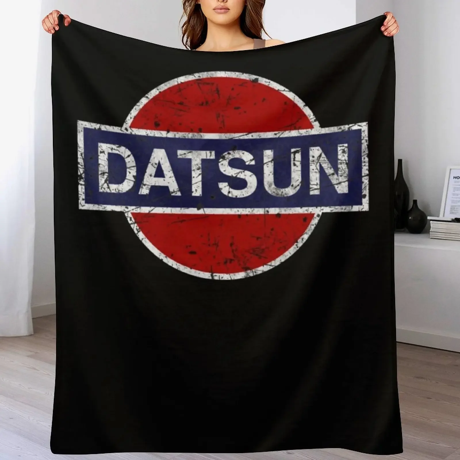 

Datsun Vintage Car Logo Throw Blanket Warm Napping Blanket for Office Couch Bed