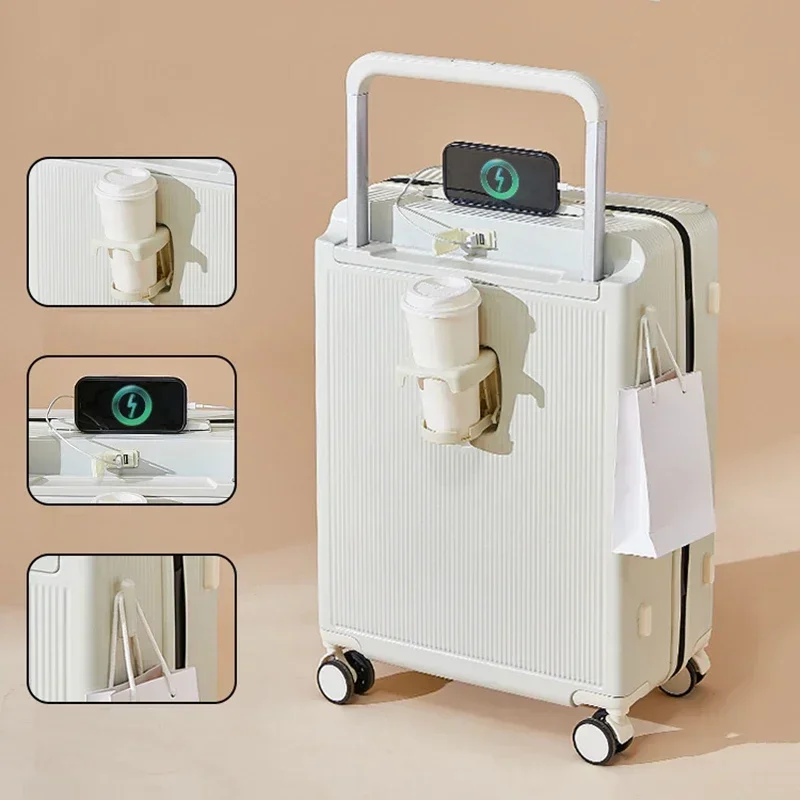 Wide Suitcase Black 26 Inch PC Trunk Ladies Thickened Trolley Case Multifunctional Password Boarding Box Rolling Luggage