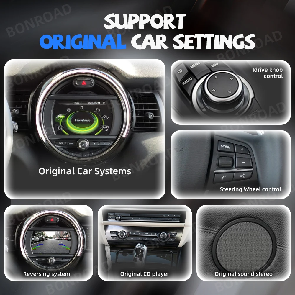 BONROAD واجهة Carplay اللاسلكية أندرويد وحدة السيارات لسيارات BMW MINI CIC NBT EVO R55 R56 R57 R58 R59 R60 R61 F54 F55 مرآة الارتباط