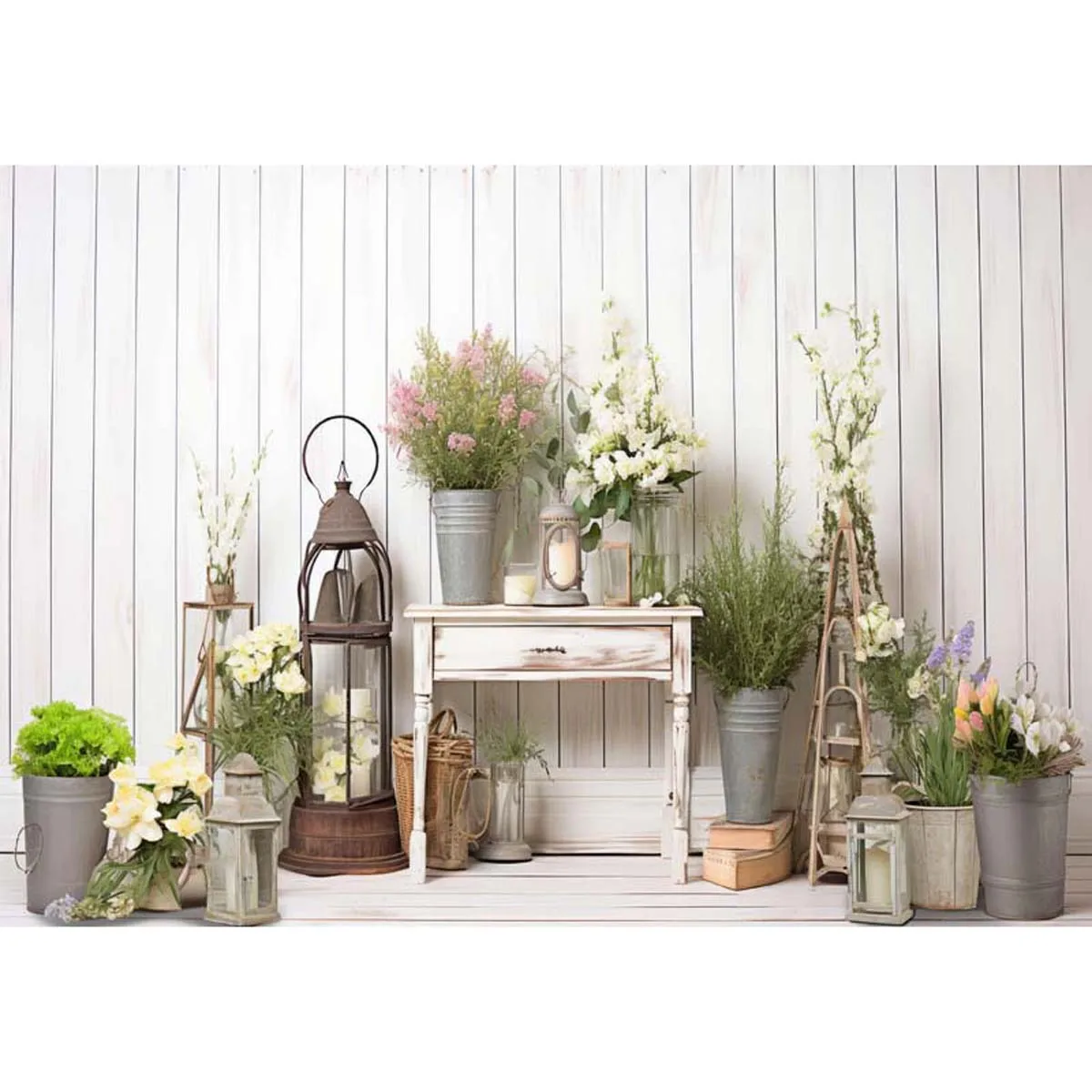 

Allenjoy Spring Rustic Flower Workshop Backdrop