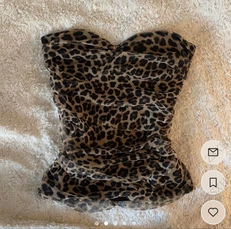 

Vintage Crop Top Corset Femme Clothes Y2k Sexy 2025 Summer Coquette Chiffon leopard Tube Tank Tops beach party Femme Camis Tanks